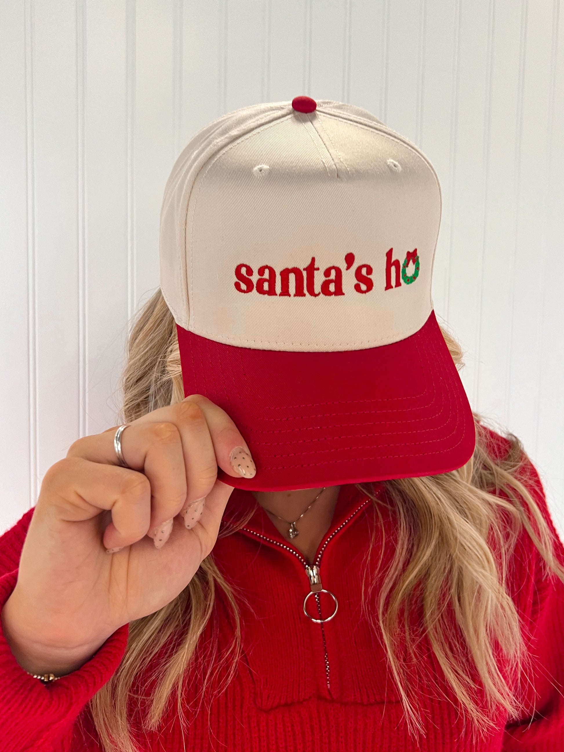 Santa's Ho Embroidered Trucker Hat-LC Elizabeth-The Twisted Chandelier