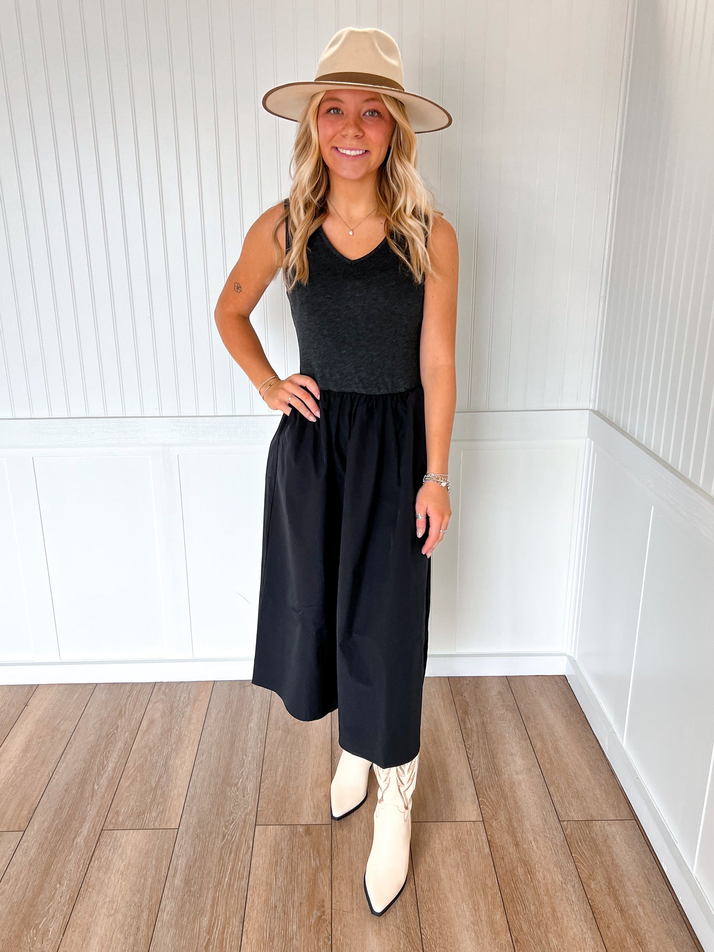 Jaiden Sleeveless Neck Midi Dress-Naked Zebra-DJR-The Twisted Chandelier