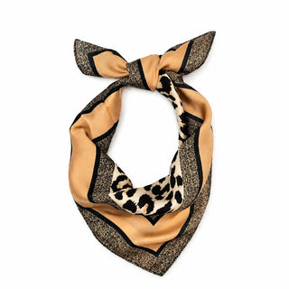 Leopard Print & Geometric Border Silky Neck Scarf | 40SC734-JOSSLYN by wall to wall-The Twisted Chandelier