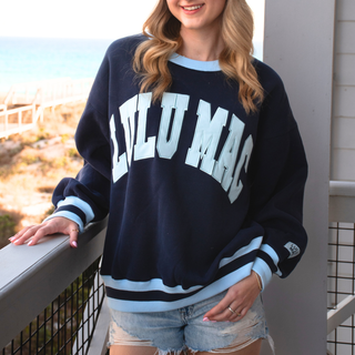 Lulu Mac Social Society Sweatshirt - Navy/Light Blue-Sweatshirt-Girlie Girl Originals-NewArrival,Tops Collection-The Twisted Chandelier
