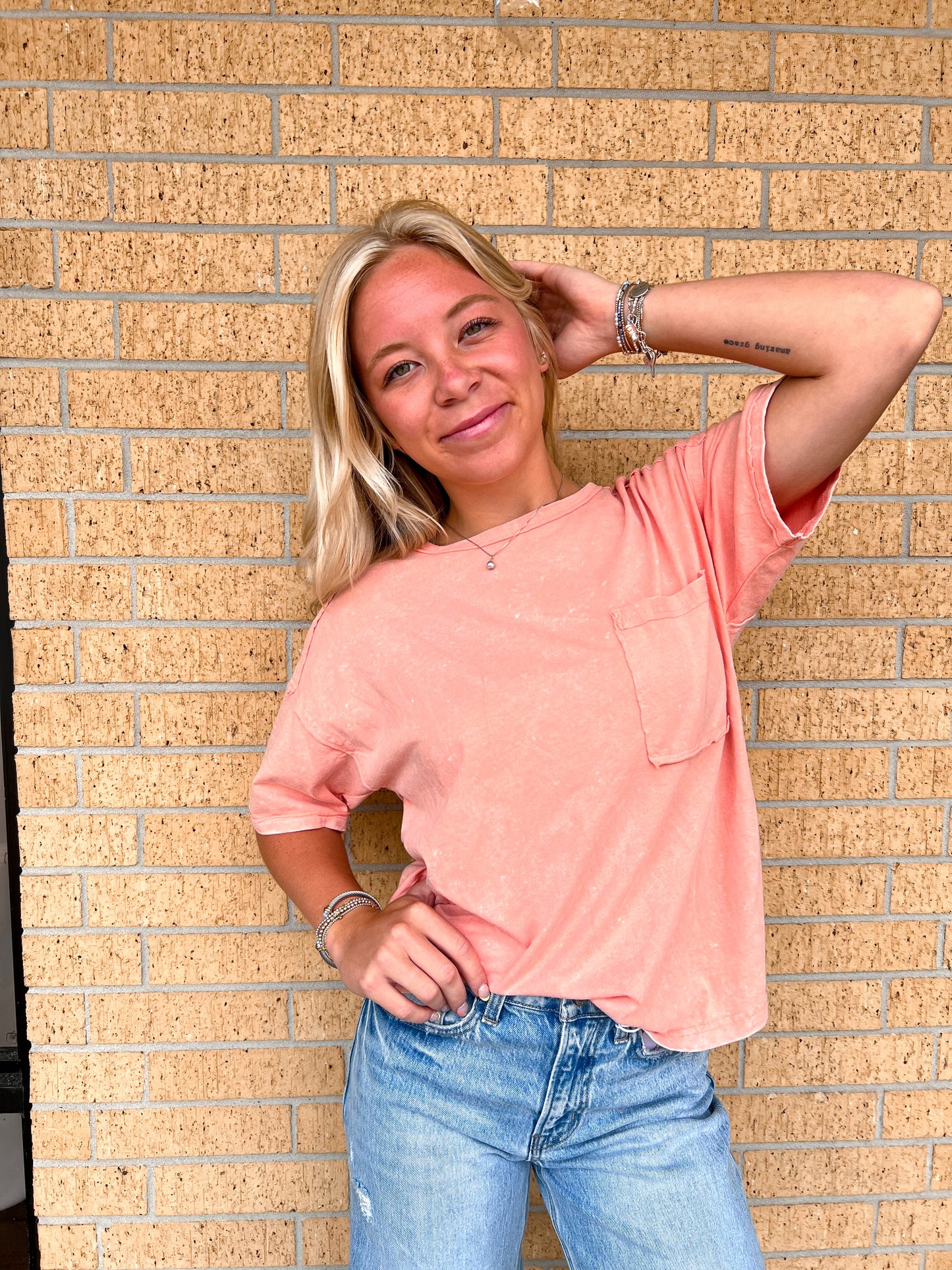Jillian Oversized Crop Comfy Knit Top - Salmon-VERY J-BIN D4,FD 08/12/25,NT12068,Tops Collection-The Twisted Chandelier