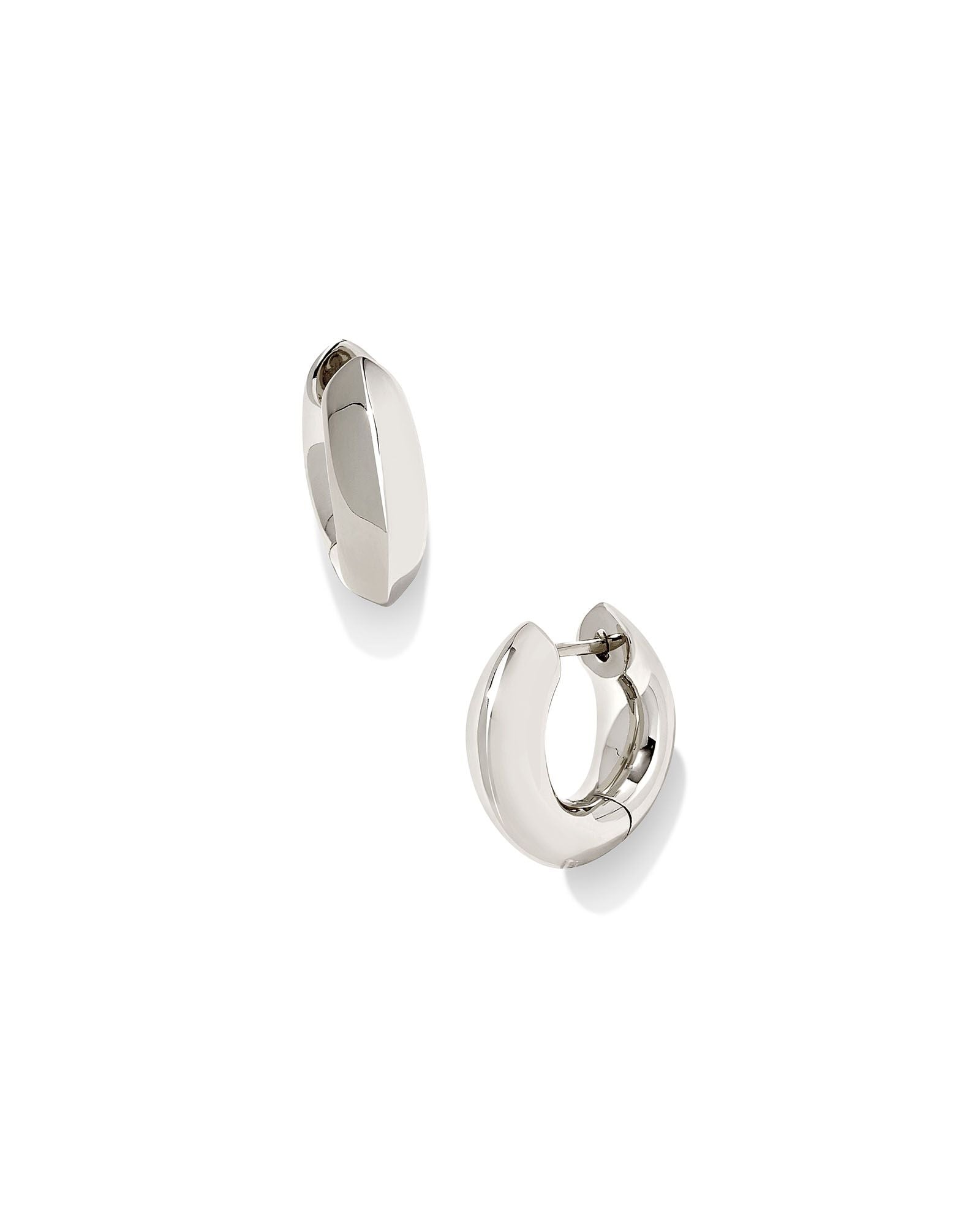 Kendra Scott Mikki Metal Huggie Earrings Polished Silver-Earrings-Kendra Scott-E1566RHD-The Twisted Chandelier