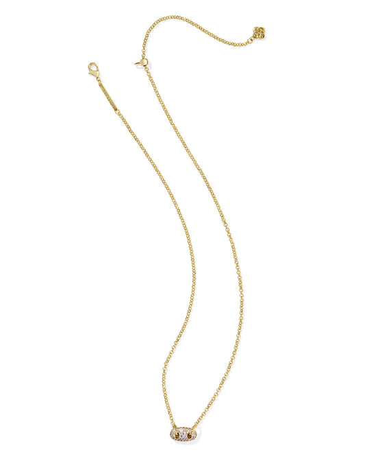 Kendra Scott Bailey Pave Short Pendant Necklace Gold White Crystal-Necklaces-Kendra Scott-CR 09/30/24, FD 10/01/24, N00855GLD-The Twisted Chandelier