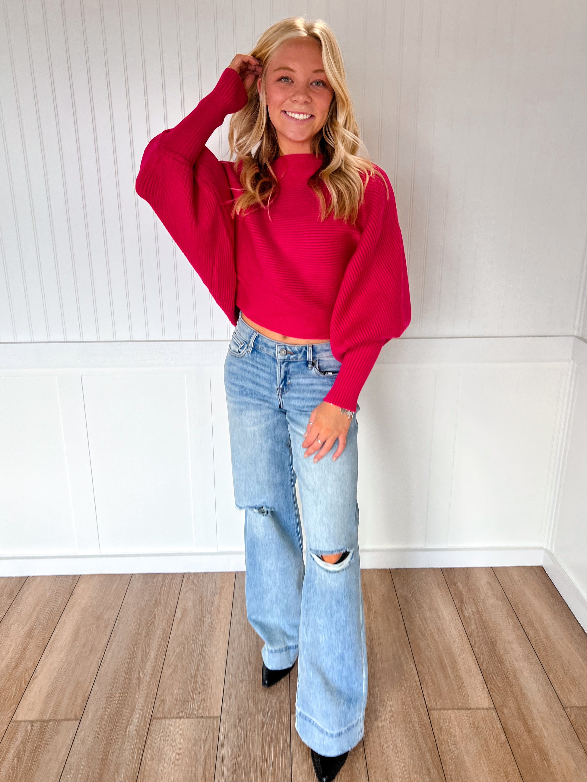 Nori Light Wash Distressed Stretch 33" Inseam Wide Leg Jeans-Hidden Jeans-BIN A 3,Bin b6,bottoms,FD 08/19/25-The Twisted Chandelier