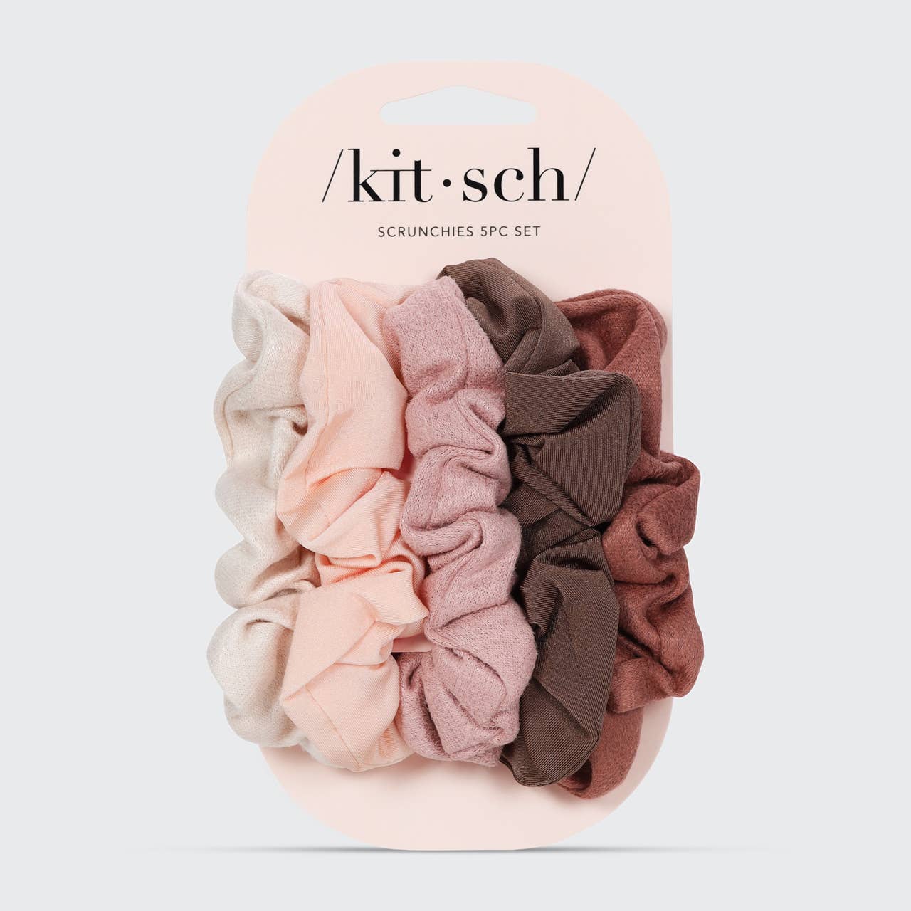 Assorted Textured Scrunchies 5pc Set - Terracotta-Scrunchies-KITSCH-FD JAN 24-The Twisted Chandelier