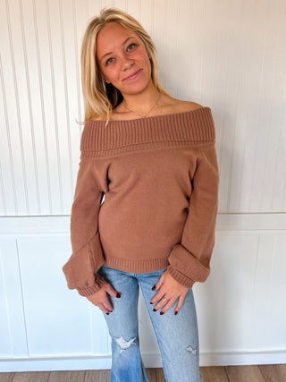 Mayci Ribbed Fold Over Off The Shoulder Knitted Sweater-Vine & Love-02/10/26,03/02/26,1/16/26,Double mystery bags,OGP 64.99,Winter bin-The Twisted Chandelier