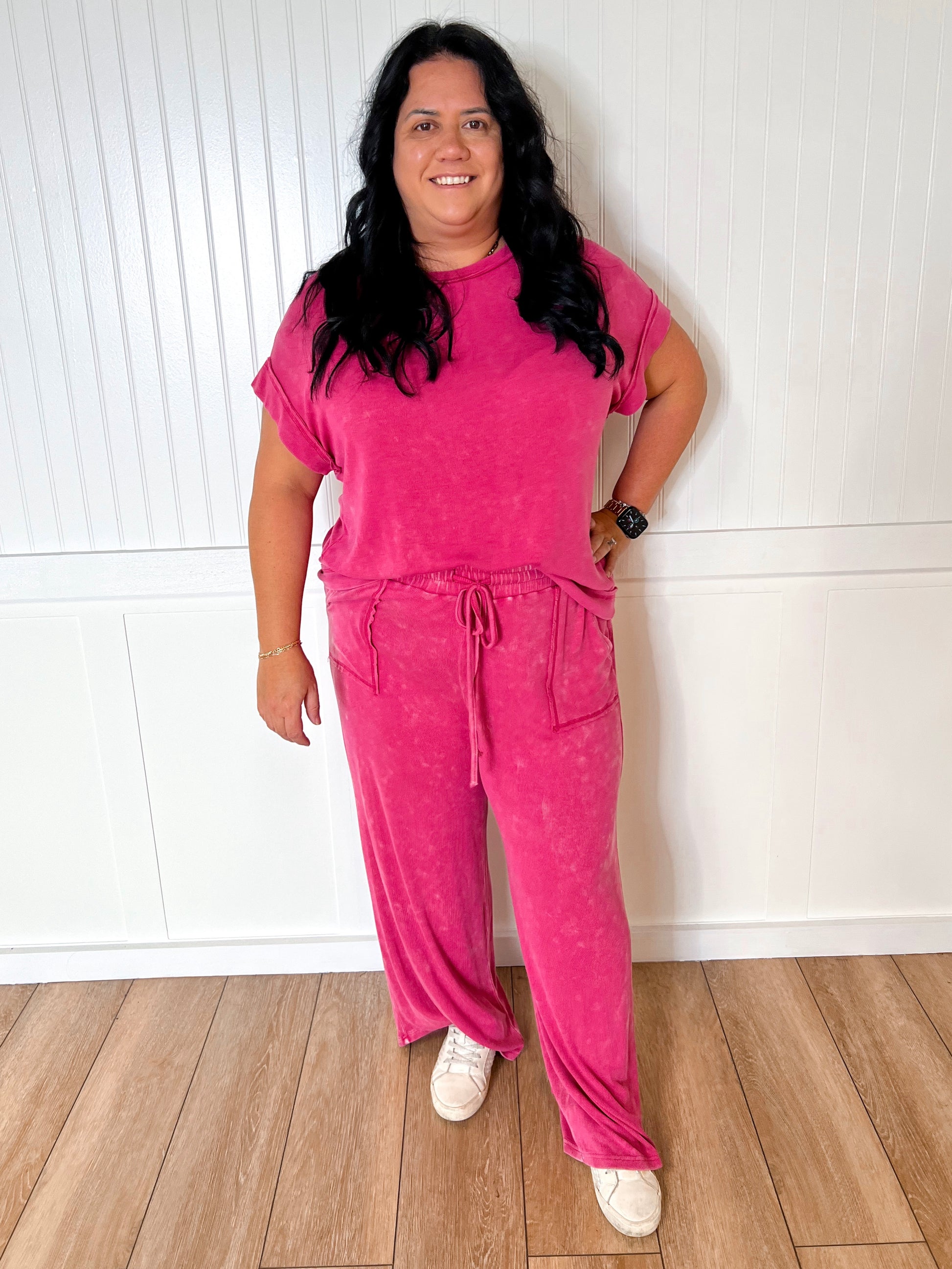 Micah Mineral Washed Ribbed Top & Pants Set-Sewn and Seen-BIN A 3,FD 08/19/25,Tops Collection-The Twisted Chandelier