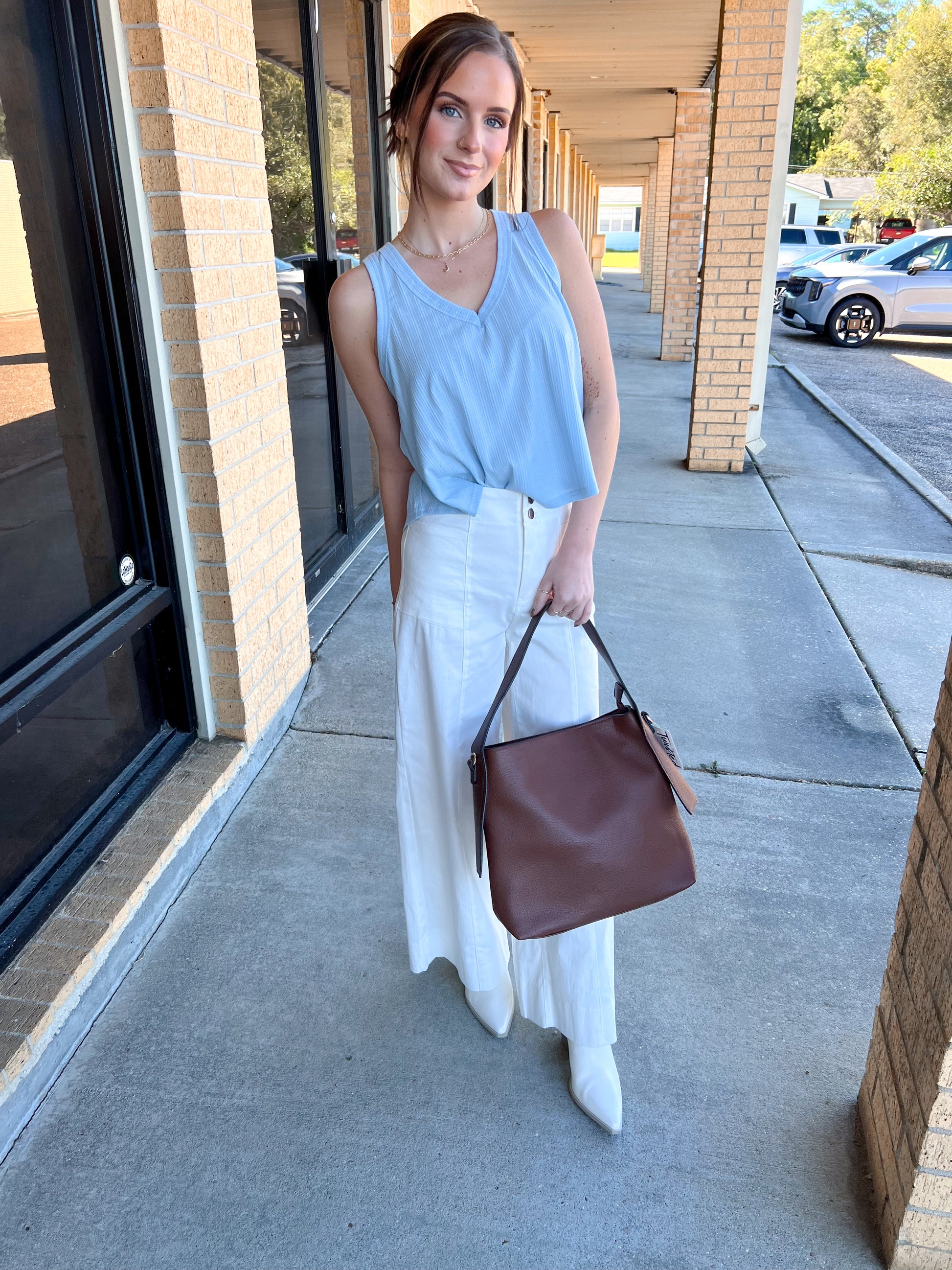 Marda Sleeveless Soft Knit Swing Crop Top - Blue-VERY J-07/24/25,1st md,Bin B5,FD 6/24/25,OGP 28.99,Tops Collection-The Twisted Chandelier