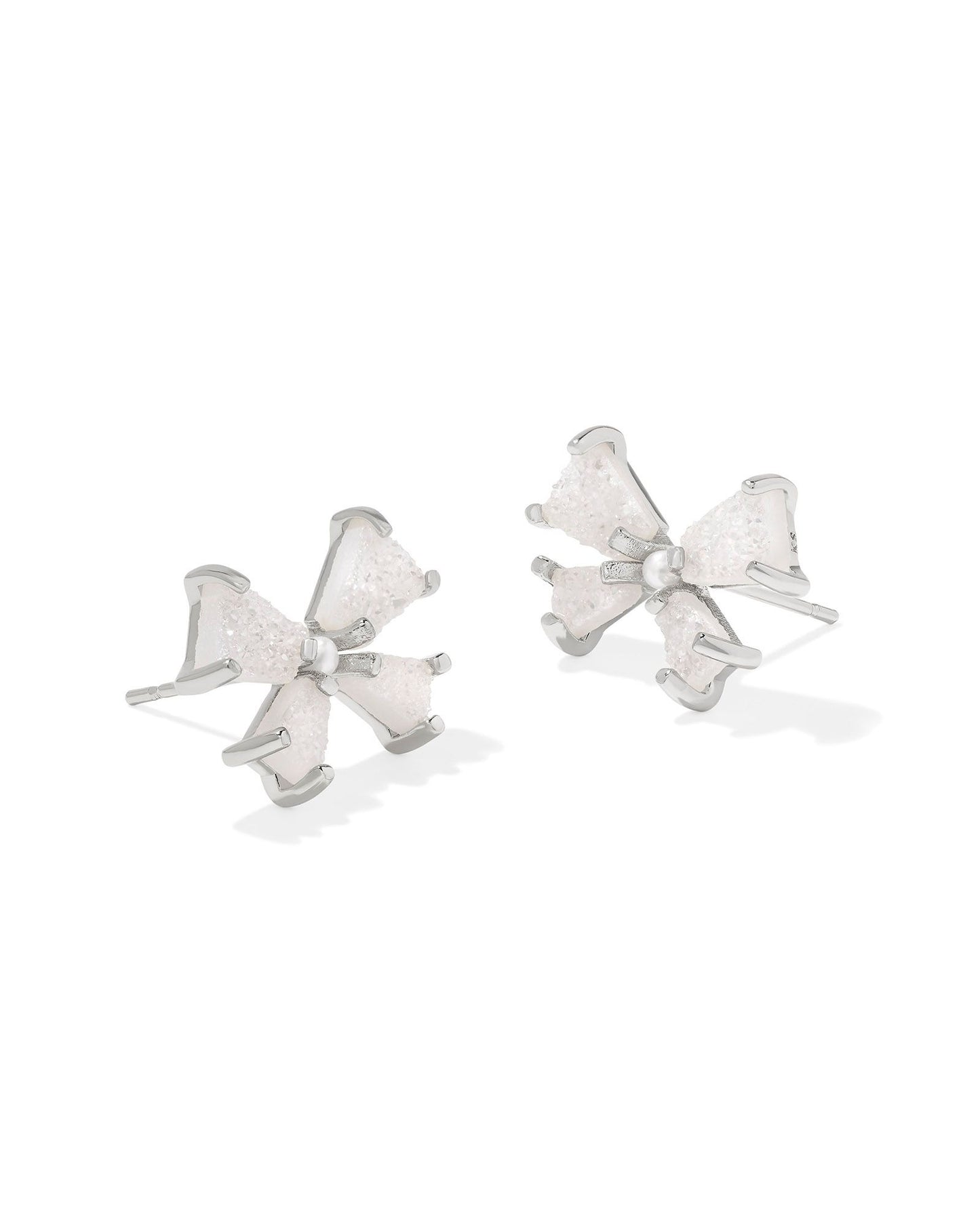 Kendra Scott Blair Bow Small Stud Earrings Silver Iridescent Drusy-Earrings-Kendra Scott-E00629RHD-The Twisted Chandelier