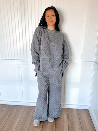 Karen Solid Warm Quilted Matching Set-BEESON RIVER-03/02/26,OGP 59.99,Winter bin-Medium-H.Gray-The Twisted Chandelier