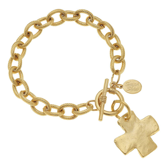 Susan Shaw Gold Cross Toggle Bracelet-Susan Shaw-The Twisted Chandelier