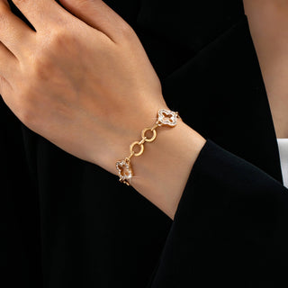 Pave Crystal Clover Link Bracelet With Toggle Clasp| 80B1781-JOSSLYN by wall to wall-The Twisted Chandelier