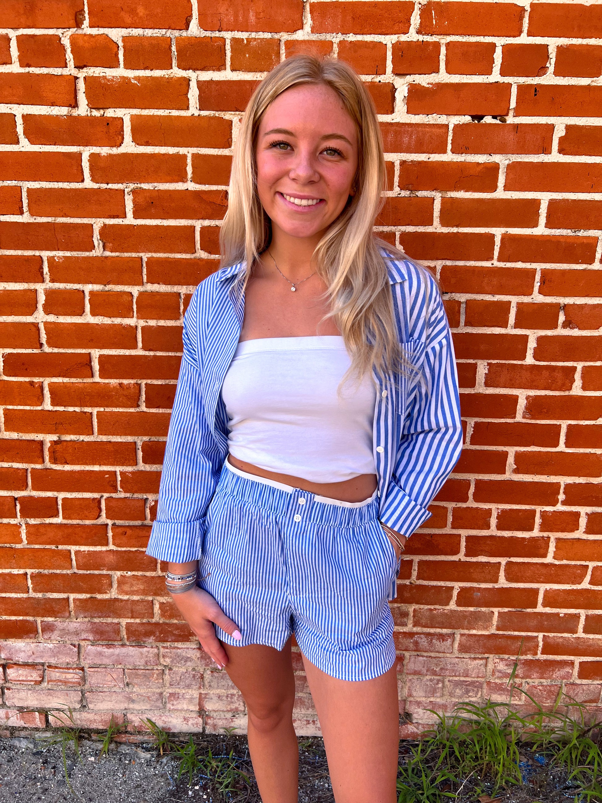 Marie Striped Comfy Shorts-VERY J-Bin d2,bottoms,FD 7/01/25-The Twisted Chandelier