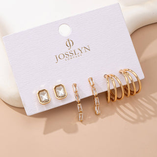Emerald-Cut Crystal Baguette Linear & Hoop Huggies-JOSSLYN by wall to wall-80E6187-The Twisted Chandelier