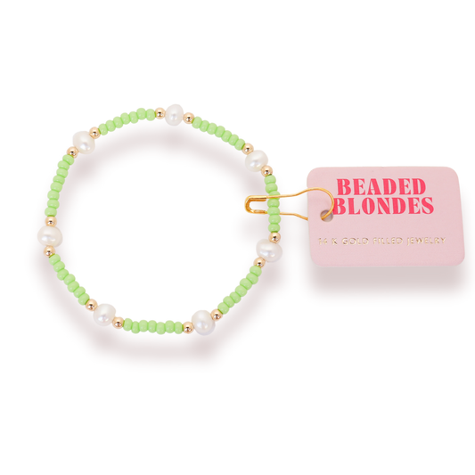 Pastel Green Pearl Bracelet-Beaded Blondes-The Twisted Chandelier