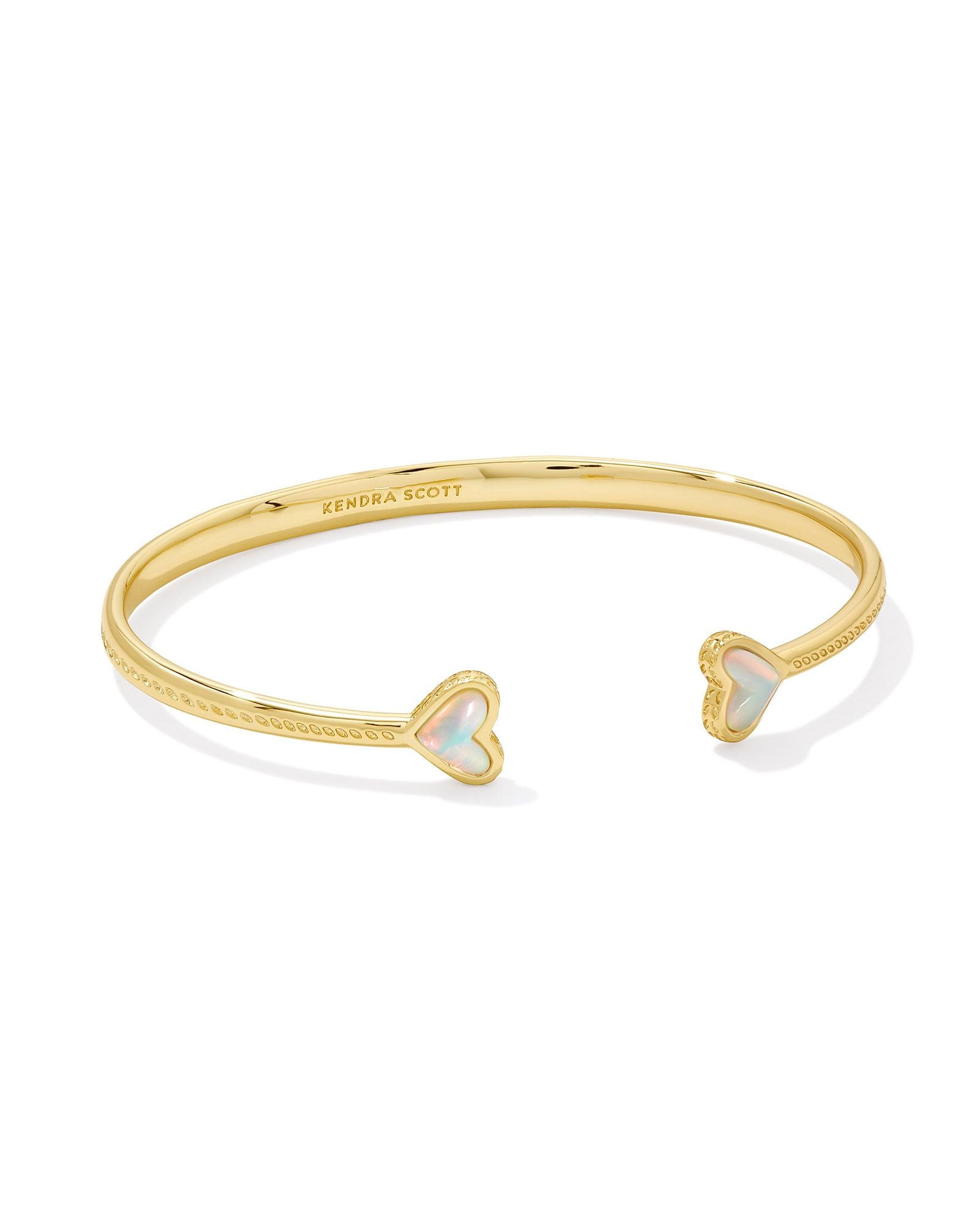 Kendra Scott Framed Ari Heart Cuff Bracelet Gold White Opalescent Resin-Bracelets-Kendra Scott-B00223GLD-The Twisted Chandelier