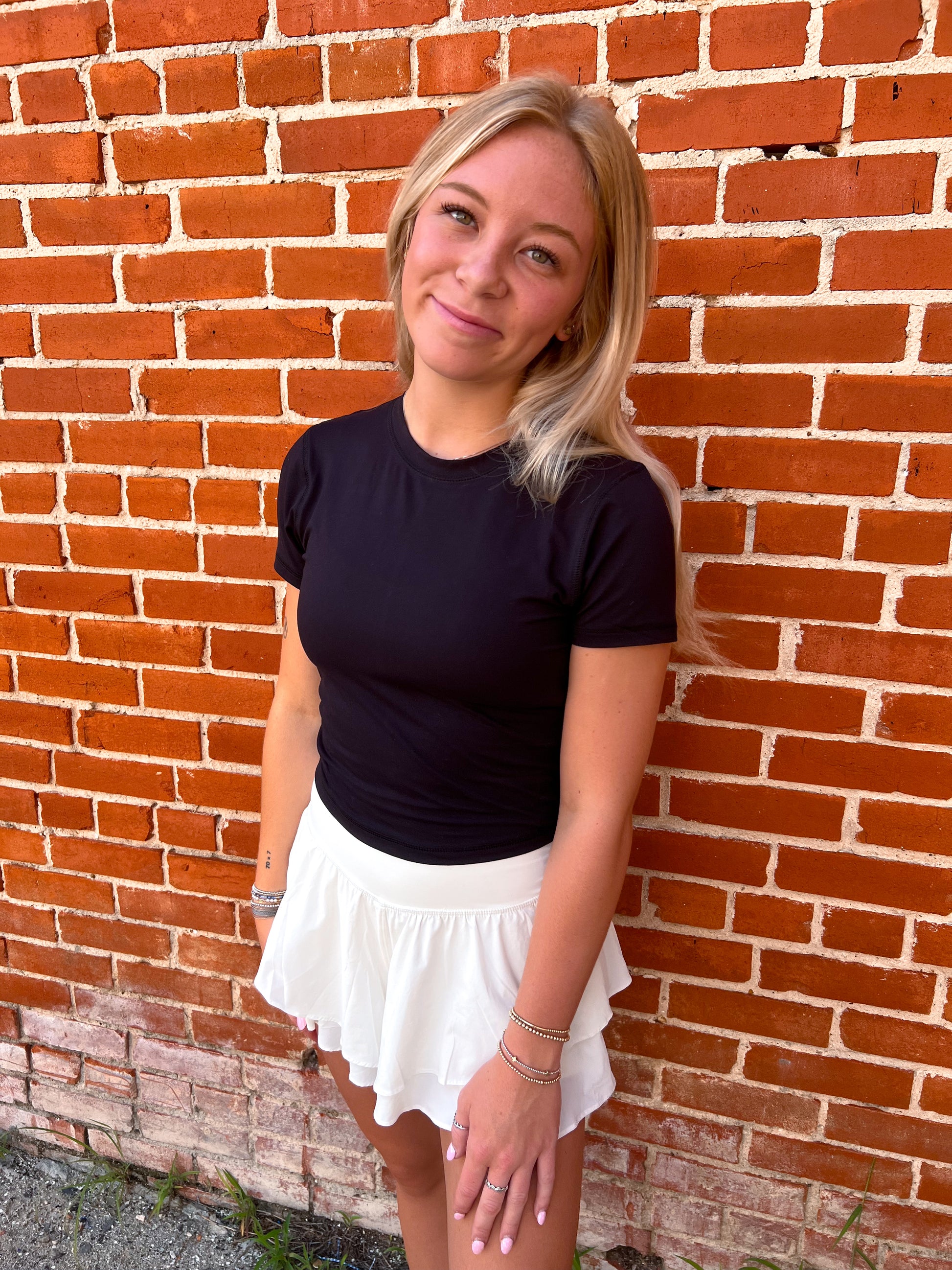 Jamie Classic Chic Slim Fit Tee - Black-Active Wear-Mono B-8/13/25,FD 07/08/2025,OGP 28.99,Top,Tops Collection-The Twisted Chandelier