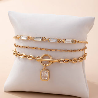 Multi Baguette Crystals & Toggle Clasp Bracelet-JOSSLYN by wall to wall-80B1650-The Twisted Chandelier