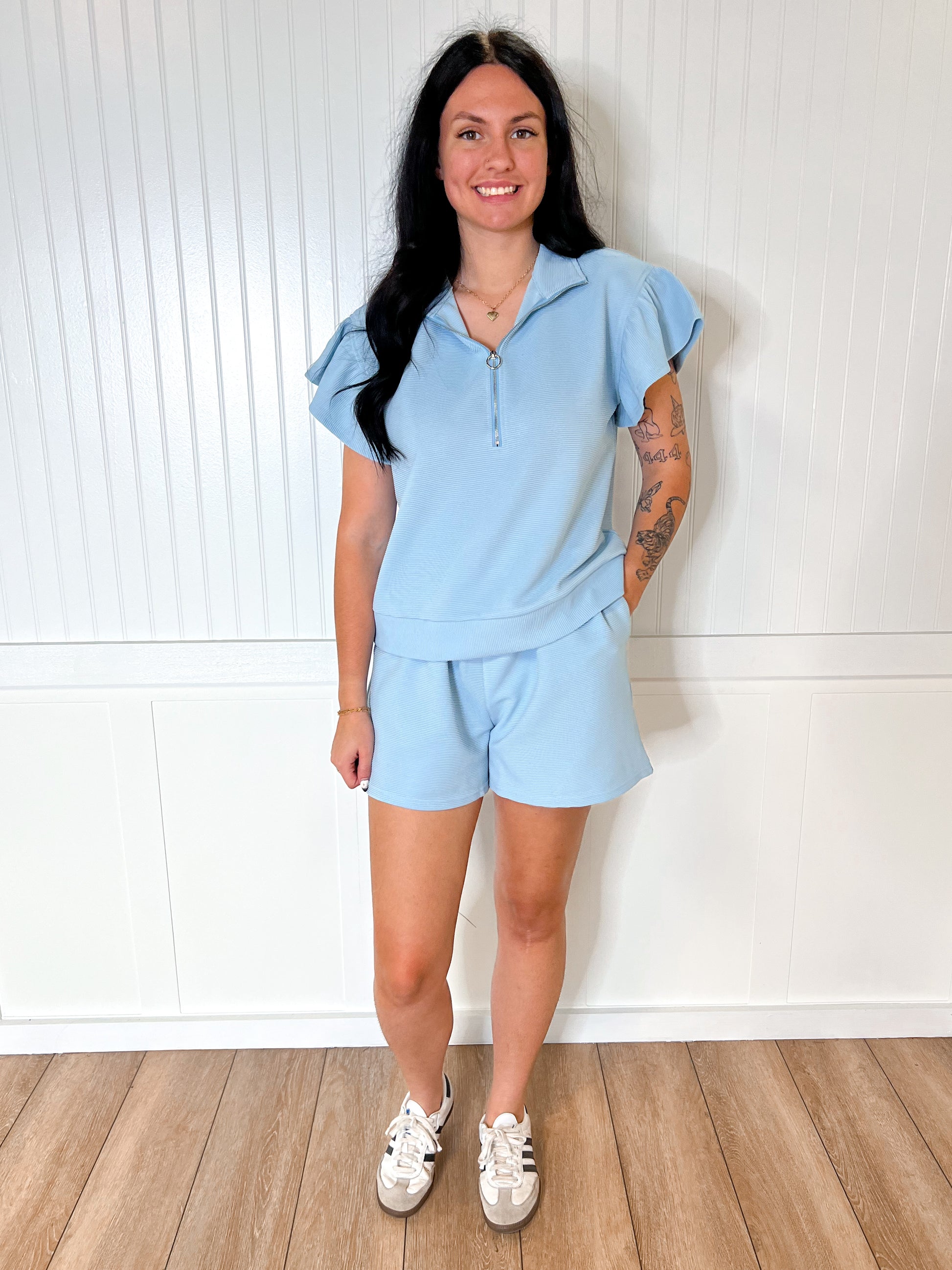 Isla Ribbed Jacquard Track Suit Shorts-Oddi-Bin B1,bottoms,FD 08/12/25,OGP 35.99-The Twisted Chandelier