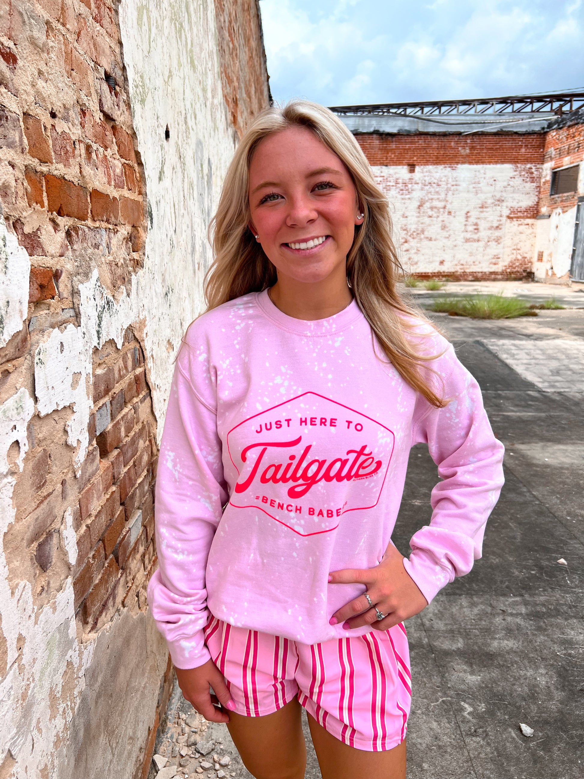 Pink Tailgate Sprinkled Sweatshirt-Sweatshirt-southern bliss co-BIN E3-The Twisted Chandelier