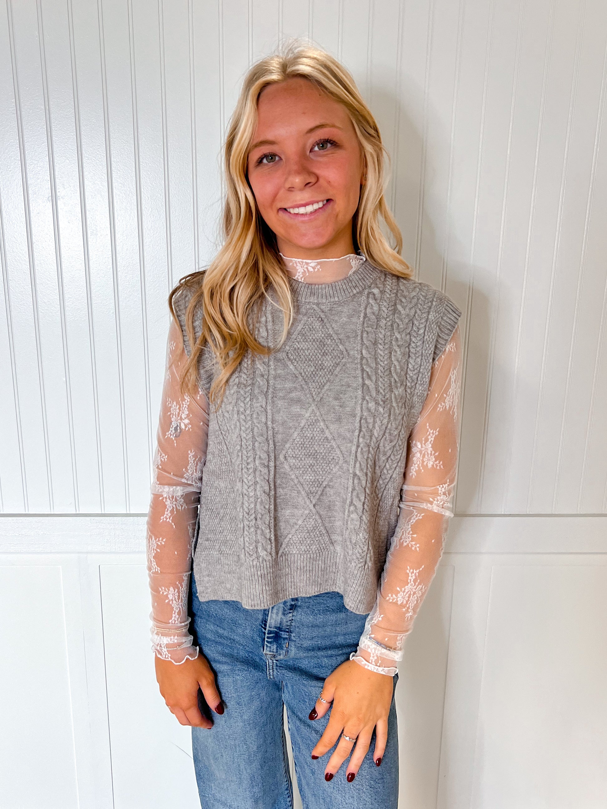 Chandler Cable Knit Side Tie Sweater Vest-&MERCI-The Twisted Chandelier