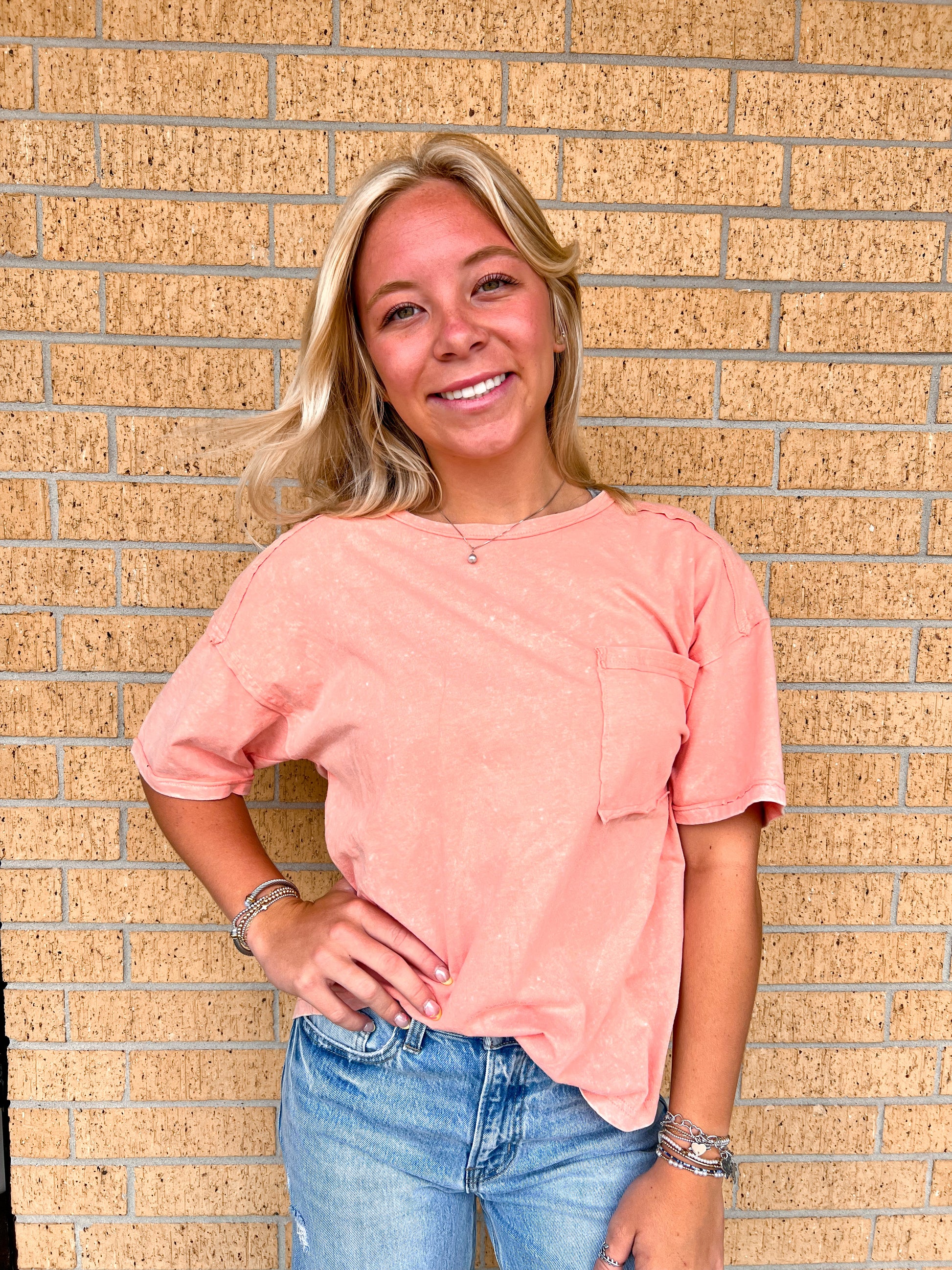 Jillian Oversized Crop Comfy Knit Top - Salmon-VERY J-BIN D4,FD 08/12/25,NT12068,Tops Collection-The Twisted Chandelier