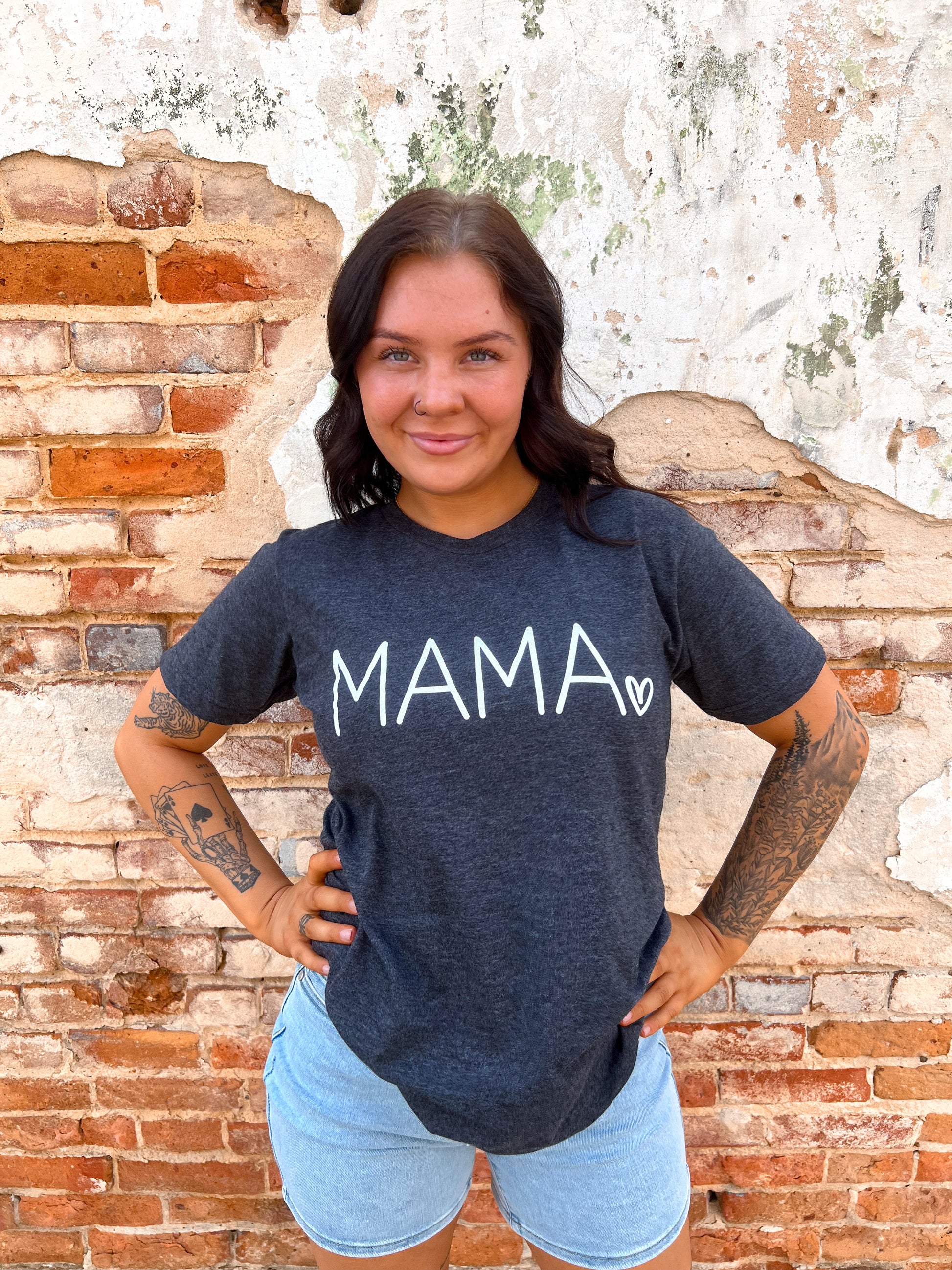 Mama Heart Graphic Tee-Apparel & Accessories-D&E Tees-11/11/24, 1st md, BIN D2, FD 05/07/24, Tops Collection-The Twisted Chandelier