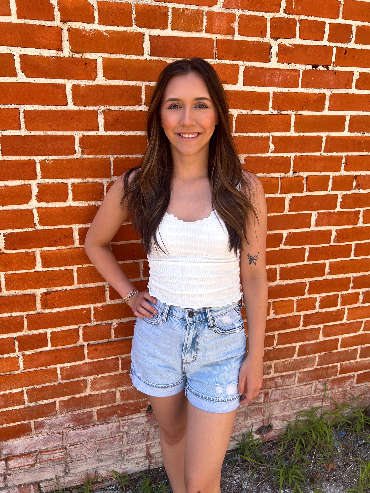 Saylor Lettuce Hem Stretchy Knit Sleeveless Top - White-VERY J-Bin B5,FD 6/24/25,Tops Collection-The Twisted Chandelier