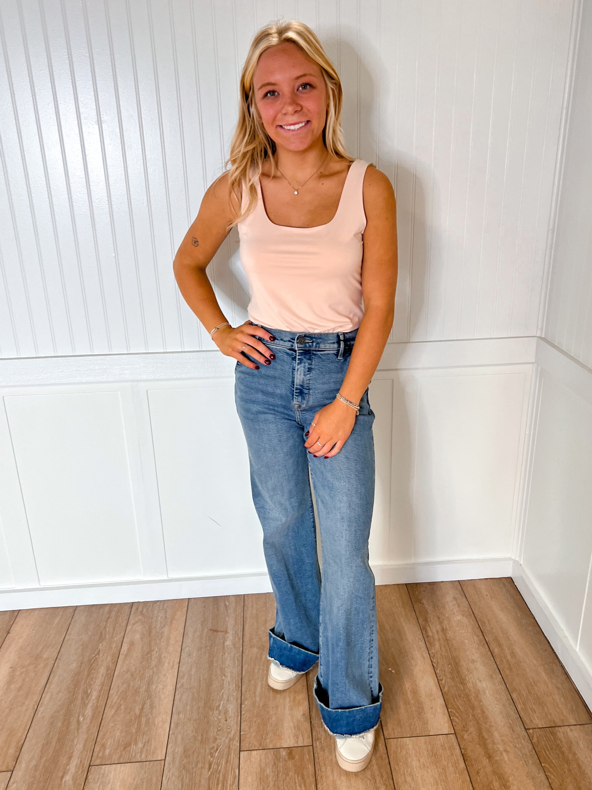 Melissa Square Neck Bodysuit - Light Pink-Bodysuit-Kori America-05/25/24,1st md,Bin D1,Max Retail,Tops Collection-The Twisted Chandelier