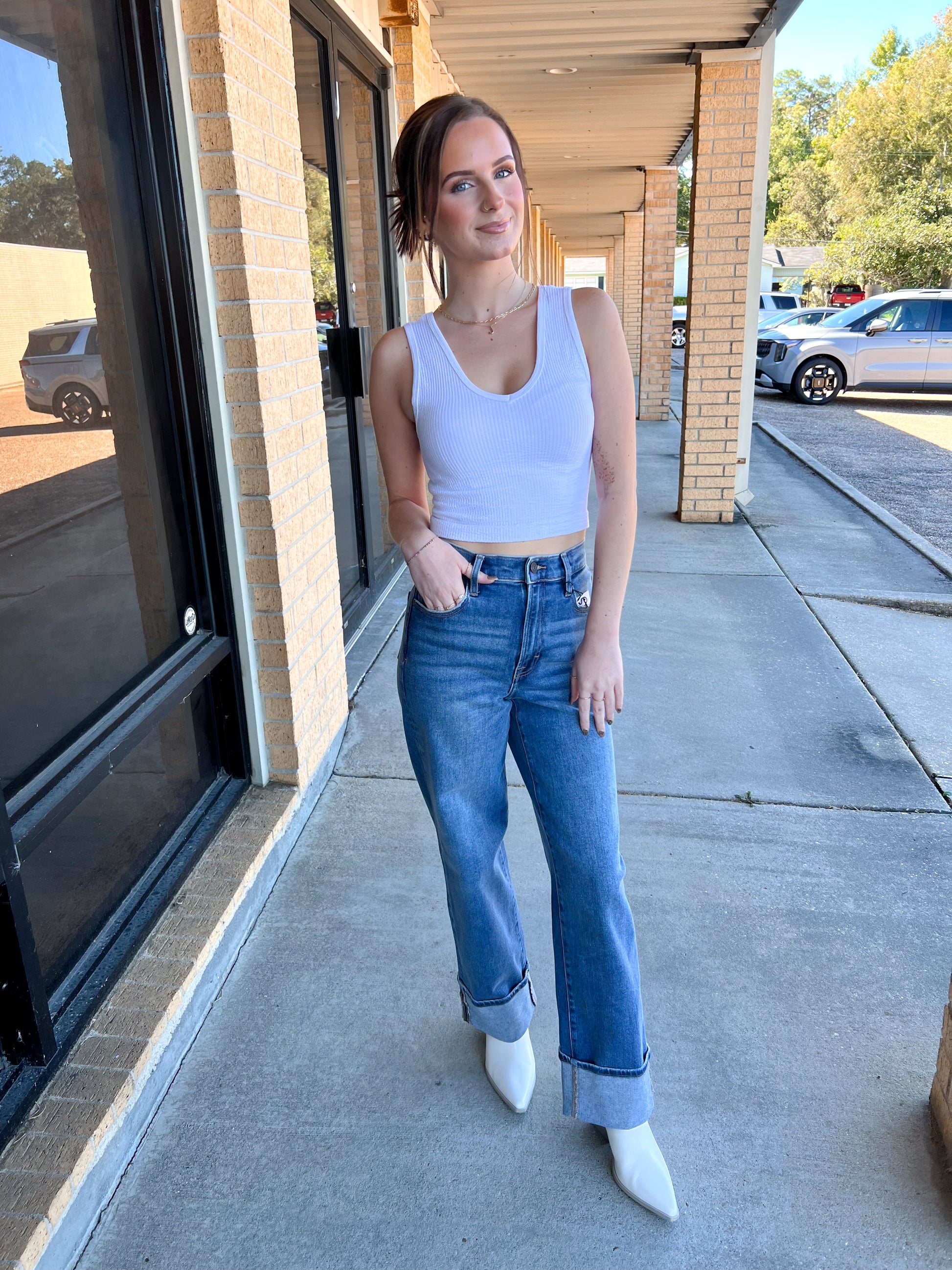 Jordan Seamless Sleeveless UV Neck Reversible Tank Top - White-By Together-BIN A 3,FD 08/12/25,Tops Collection-The Twisted Chandelier