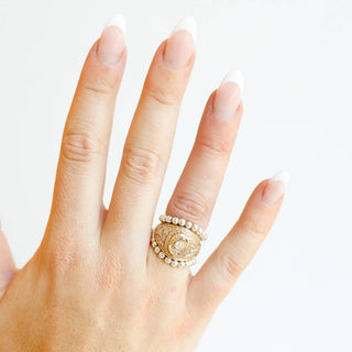 Lauren Beaded Band in Silver-Ring-Beaded Blondes-The Twisted Chandelier