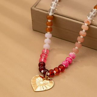 MULTI BEADED CHAIN HEART CHARM NECKLACE | 80N92630-JOSSLYN by wall to wall-The Twisted Chandelier