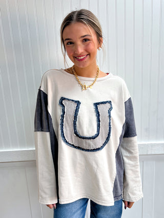 Cassidy Horseshoe Patchwork Long Sleeve Top-Top-Mittoshop-NewArrival,Tops Collection-The Twisted Chandelier