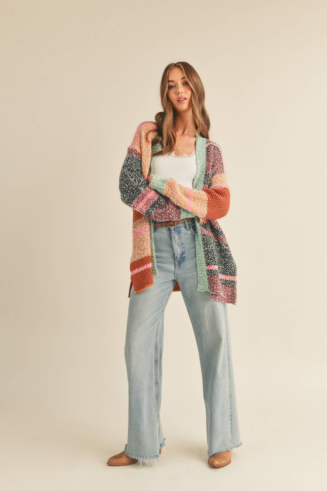 OVERSIZED COLOR BLOCK CARDIGAN MSW10038-&MERCI-The Twisted Chandelier