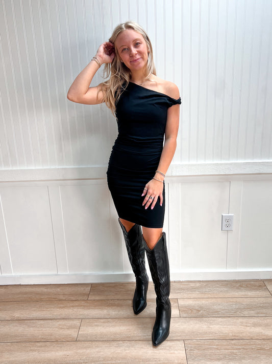 Marlowe Ruched One Shoulder Dress