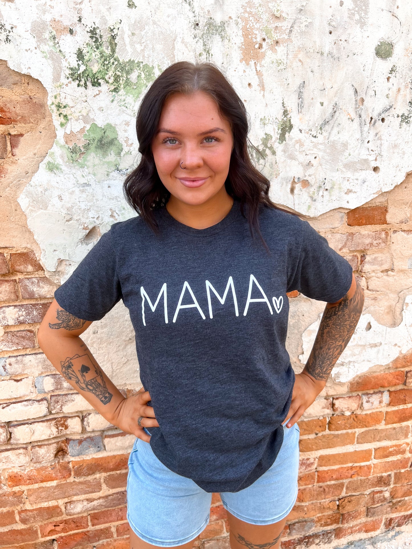 Mama Heart Graphic Tee-Apparel & Accessories-D&E Tees-11/11/24, 1st md, BIN D2, FD 05/07/24, Tops Collection-The Twisted Chandelier