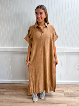 Caroline Solid Short Sleeve Midi Dress-Dress-ENTRO-DJR,Fall Favorites,FD 10/12/26,NewArrival-The Twisted Chandelier