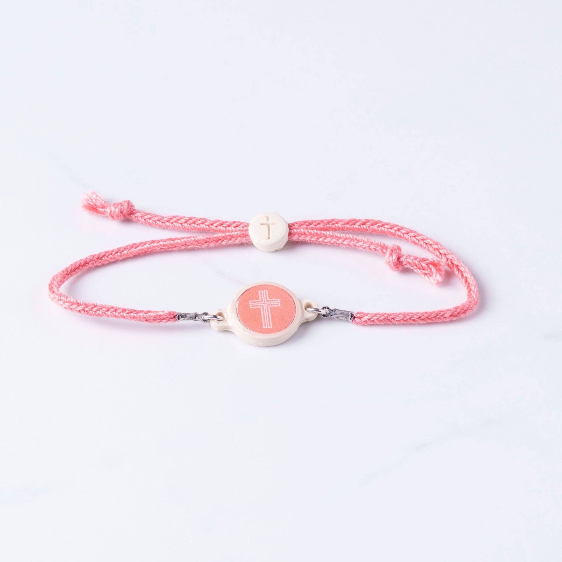 Tap To Pray™ - Survivor Series Handmade Bracelets-Versible-Coral + Cross-The Twisted Chandelier