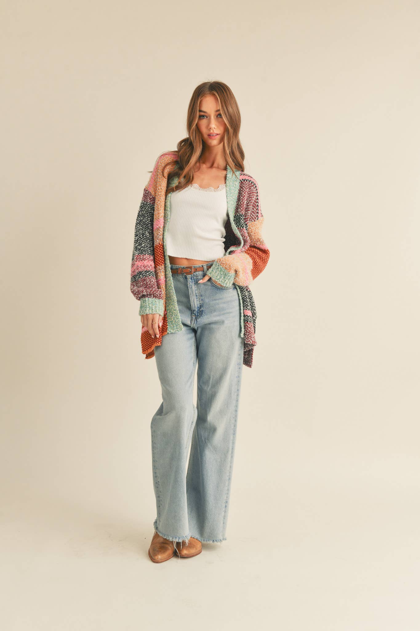 OVERSIZED COLOR BLOCK CARDIGAN MSW10038-&MERCI-The Twisted Chandelier