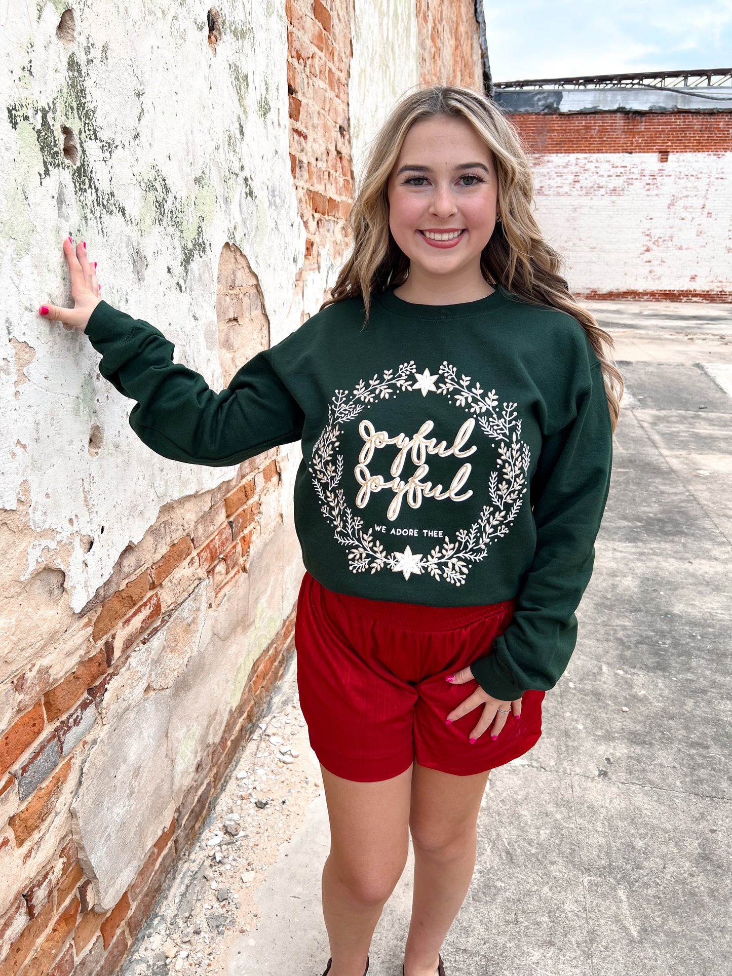 Joyful Joyful Green Sweatshirt-Sweatshirt-small town society-Bin b6, Max Retail-The Twisted Chandelier