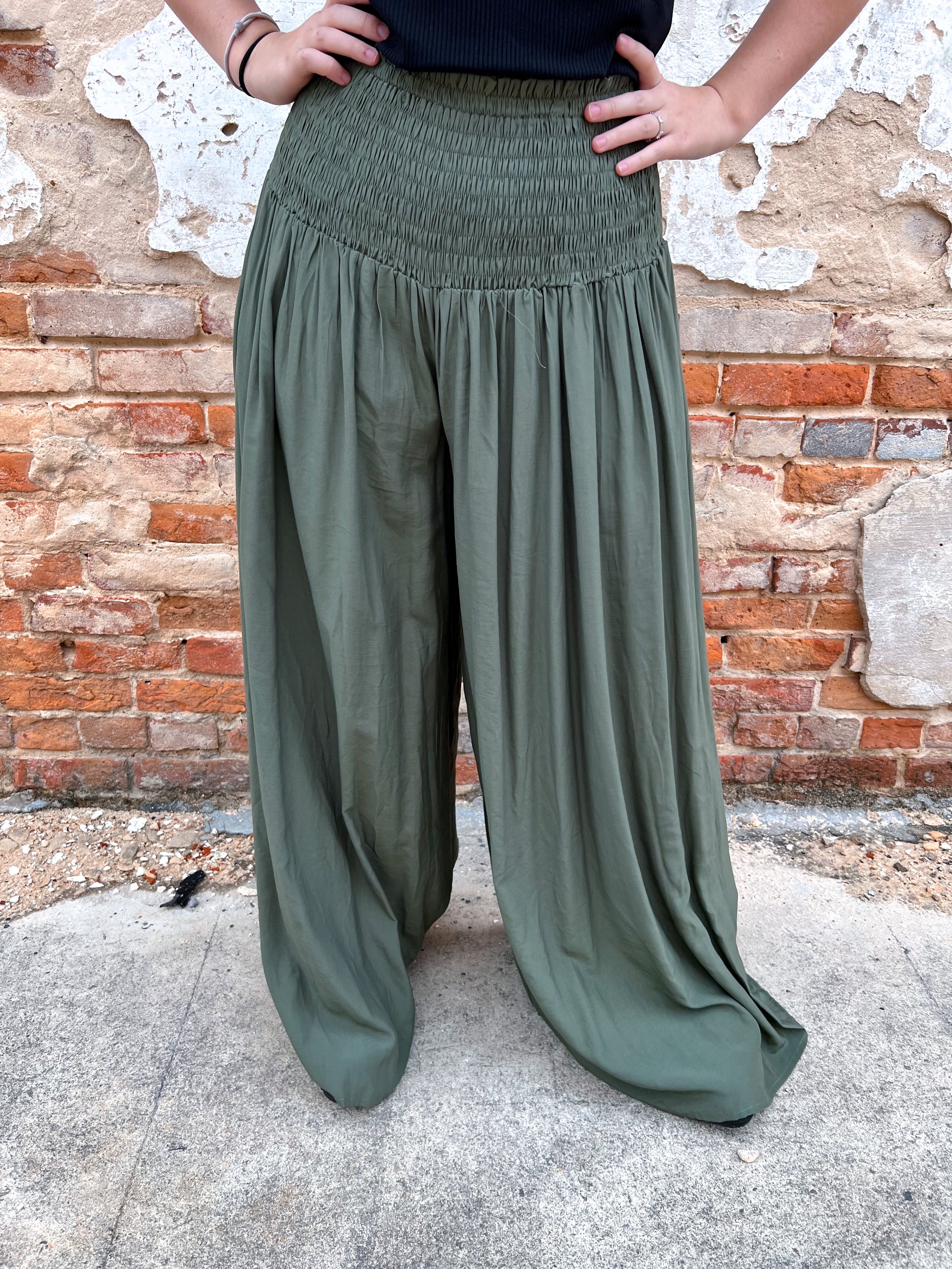 Honora Smocked Waist Palazzo Pants-Pants-Heyson-Max Retail-The Twisted Chandelier