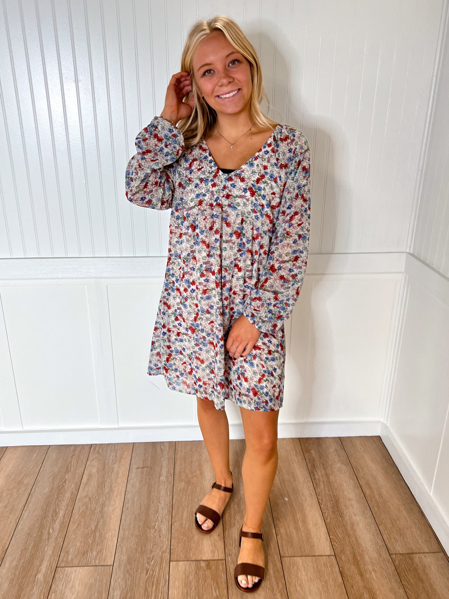 Jessie Floral Long Sleeve Dress-Dress-Kori America-12/26/24,1st md,B10002,Bin b2,DJR,FD 04/17/24,Max Retail-The Twisted Chandelier