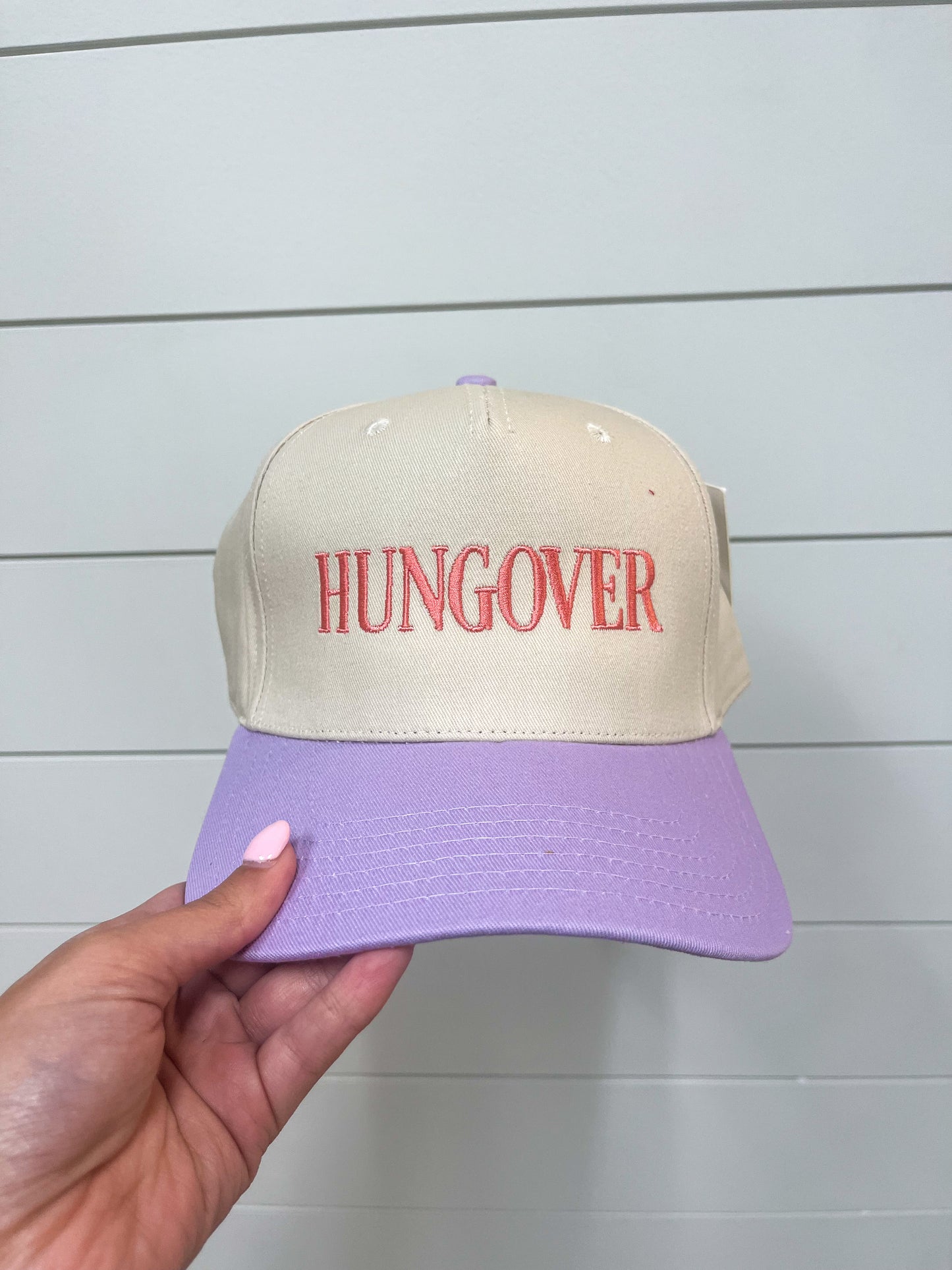 Hungover Vintage Trucker Hats For Women-Katydid-FD 05/13/25-Light Purple and Tan-The Twisted Chandelier