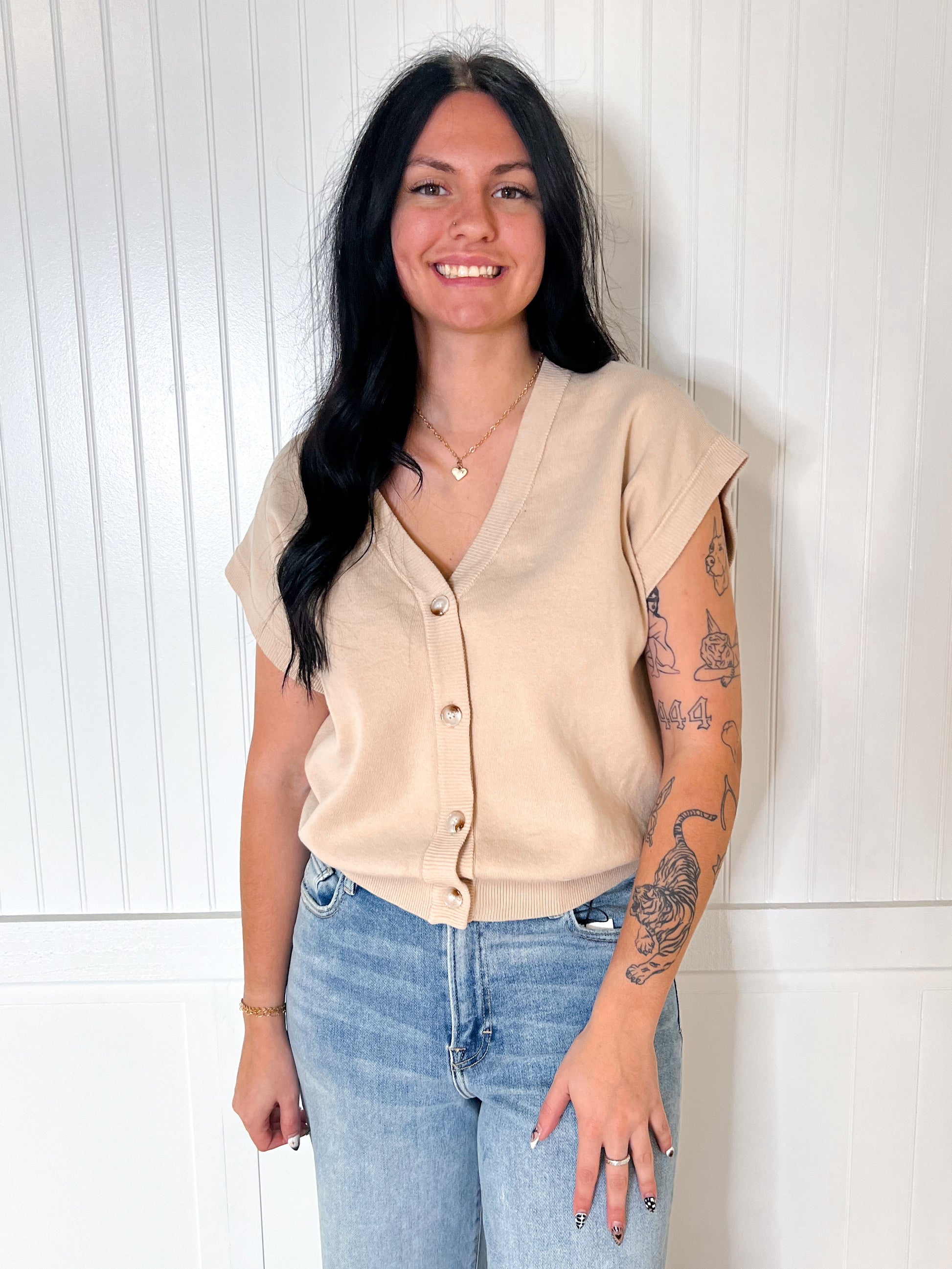 Dannah Multi Way Soft Cotton Button Down Sweater Vest Cardigan-Cardigan-in february-05/14/25,06/30/25,10/04/25,1st md,BIN A 3,FD 03/11/25,Tops Collection-The Twisted Chandelier