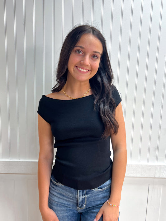 Aria Cap Sleeve Boat Neck Sweater Knit Top-Active Basic | Active USA-Tops Collection-The Twisted Chandelier