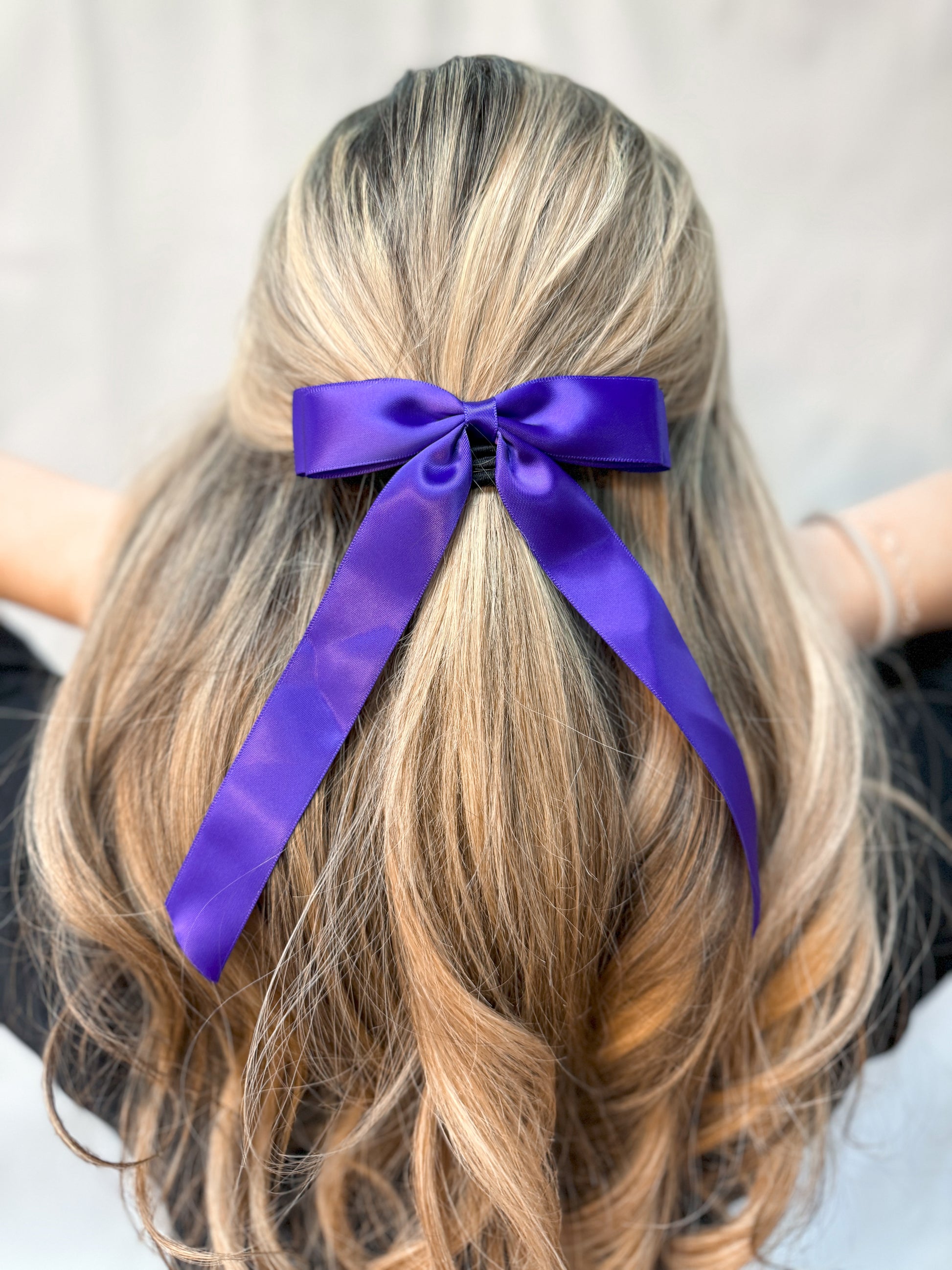 Satin Bow Hair Clip - Purple-Hair Claws & Clips-Swan Madchen-Accessories, Created - 01/15/24-The Twisted Chandelier