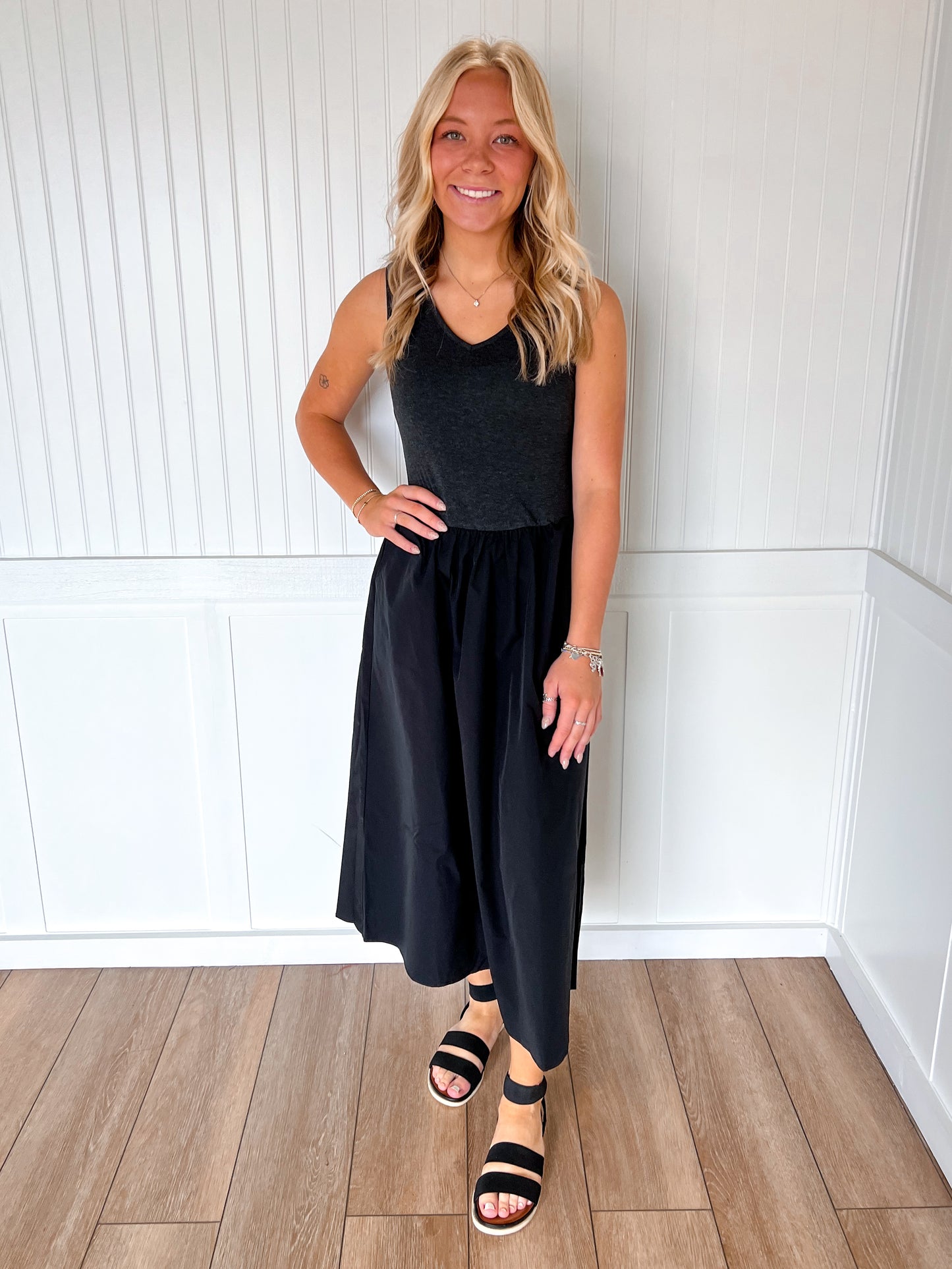 Jaiden Sleeveless Neck Midi Dress-Naked Zebra-DJR-The Twisted Chandelier