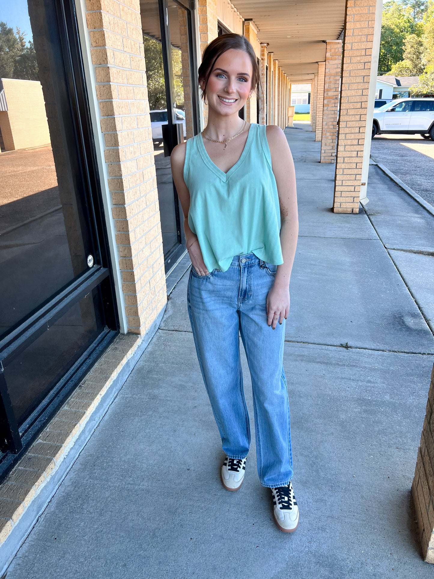 Marda Sleeveless Soft Knit Swing Crop Top - Green-VERY J-BIN A 3,FD 06/10/25,OGP 28.99,Tops Collection-The Twisted Chandelier