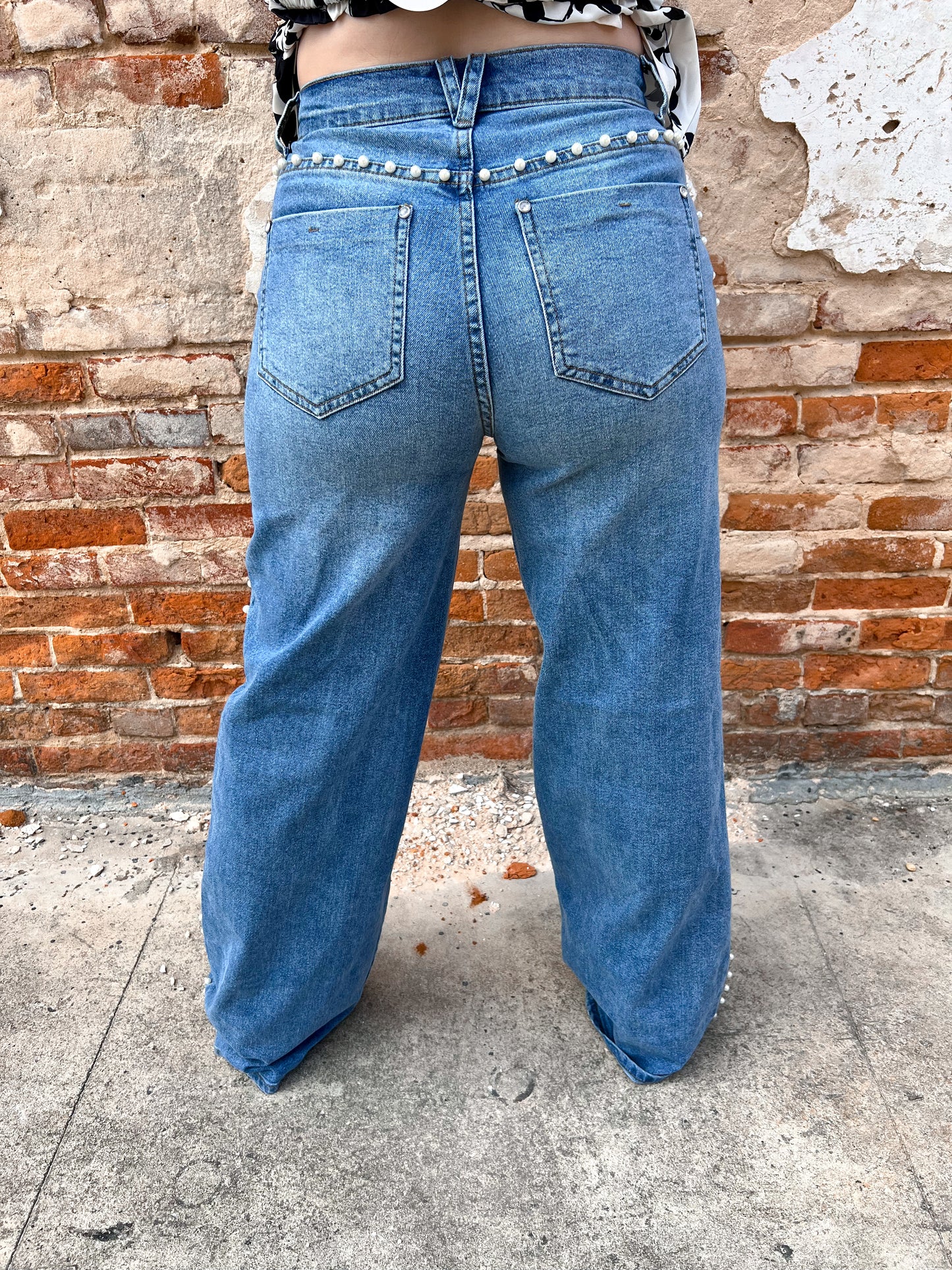 Berkley Pearl Stud High Rise Wide Jeans-Jeans-Vibrant-01/03/25, 1st md, Bin a1, bottoms, FD 03/12/24, xpt178-The Twisted Chandelier