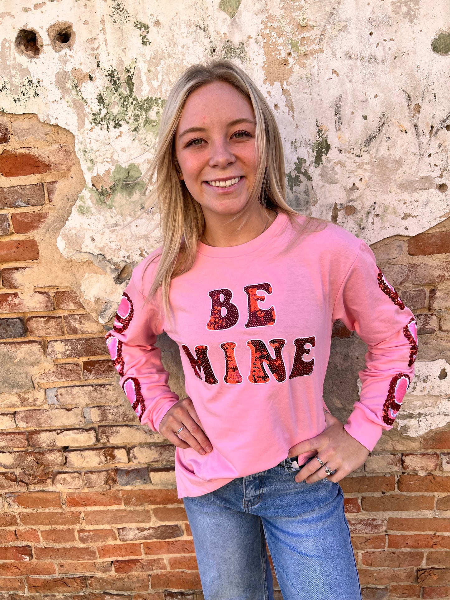 Be Mine PInk Sweatshirt-Sweatshirt-Southern Grace Wholesale-BIN A2, FD 01/07/25, Tops Collection-The Twisted Chandelier